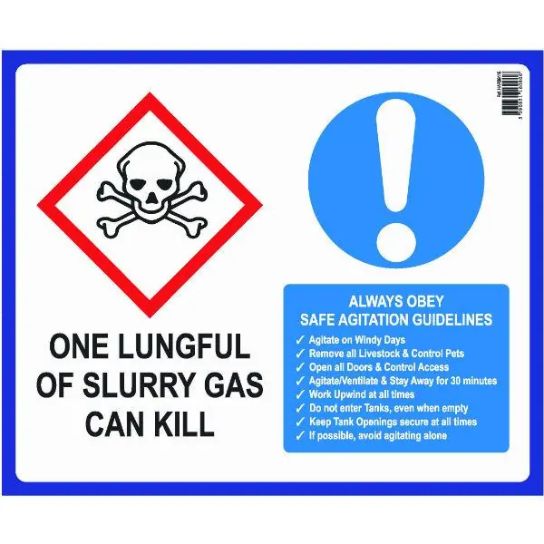 Farm Safety Sign -Danger Slurry Gases Genuine