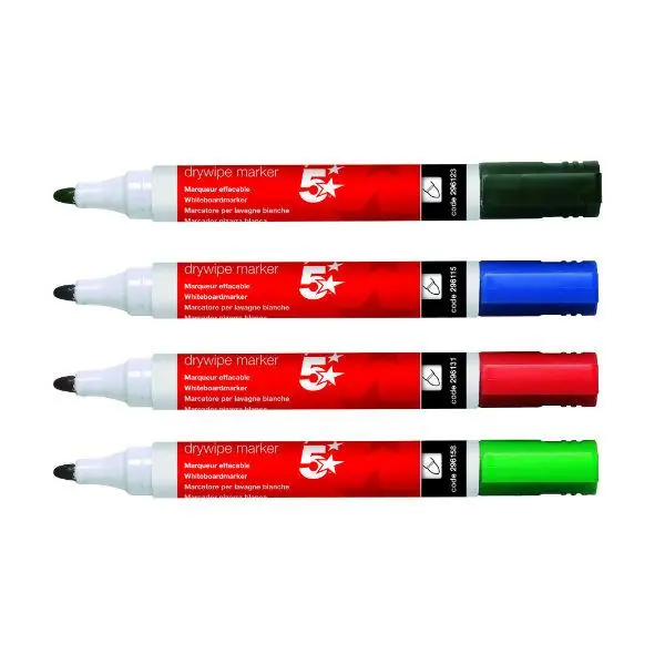 5 Star Drywipe Markers Assorted Pack of 12 Handmade