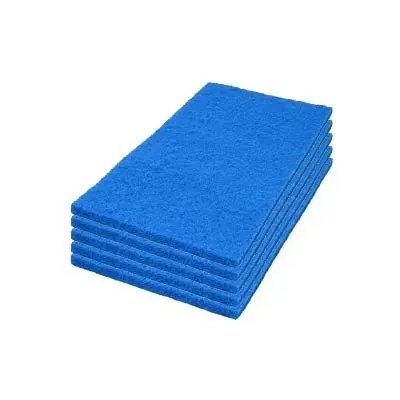 Modern 14" x 24" Blue Medium Duty Cleaning & Scrubbing Floor Pads - Case of 5