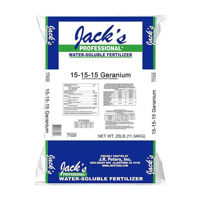 Jack's Professional 15-15-15 Geranium Water Soluble Fertilizer, 25 lbs. Luxury