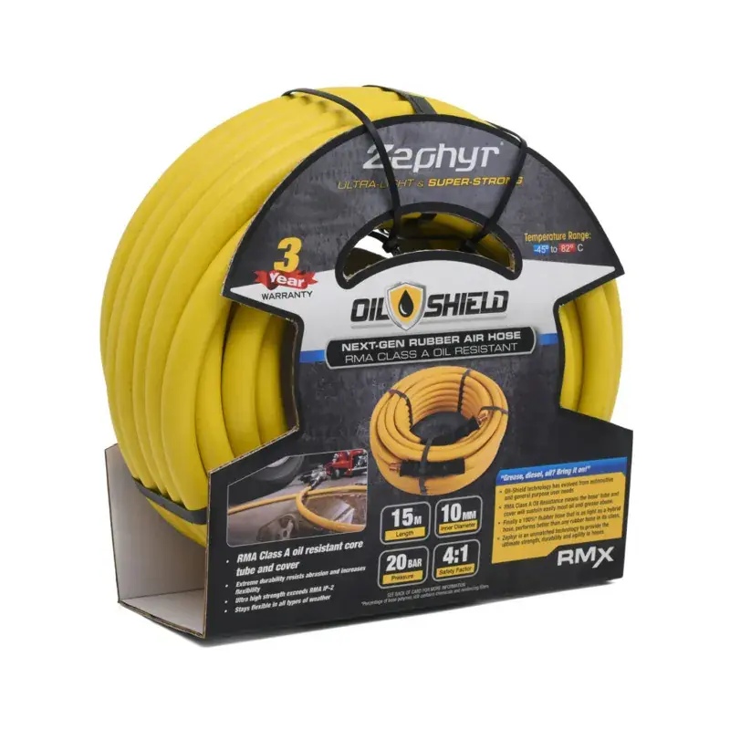 Zephyr 10mm x 50m Oilshield Rubber Air Hose with Fittings - 1-Year Warranty (OS1050) Buy Today