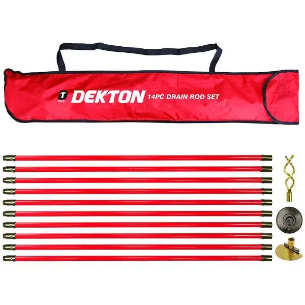 Dekton 14 Pc Drain Rod Set Includes Carry Bag Certified