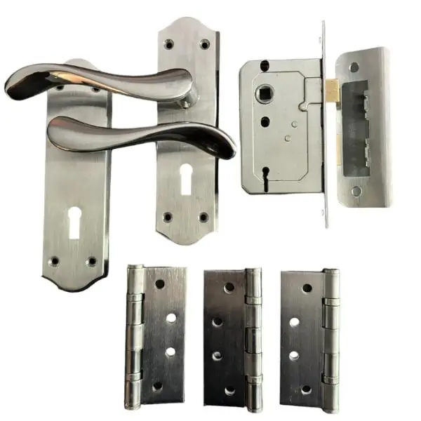 Trending Sichern Elegant Contemporary Lock Furniture PC/Sc Door pack, Pack contains Handles, Lock & 3 Hinges