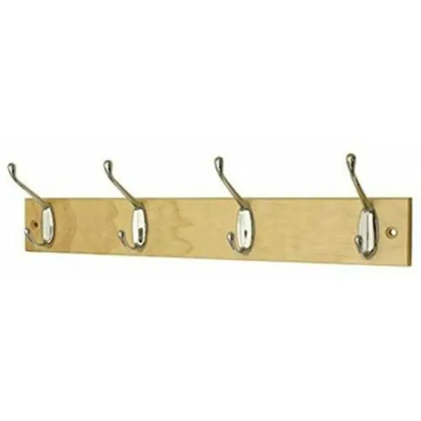 Exclusive Offer Head Bourne 4 Chrome Hat & Coat Hooks on a Pine Board