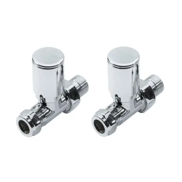 Modern Radiator Valves Straight Chrome Plated - Pair 1/2" K-Rad Buy Today