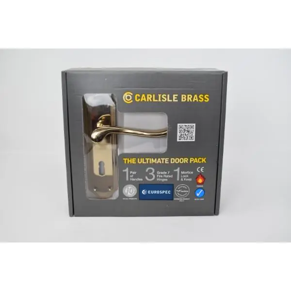 Carlisle Brass Ultimate Door Pack Shelbourne Lever On Place Lock And 3 Hinges Brass Direct From Manufacturer