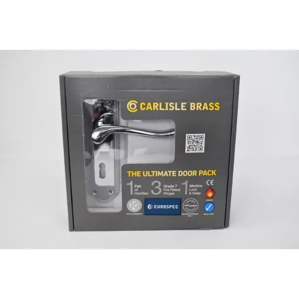 Best Seller Carlisle Brass Ultimate Door Pack Shelbourne Lever On Place, Lock And 3 Hinges Pol Chrome