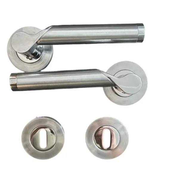 Buy Direct Sichern The Brooklyn handle is a stylish Lever on Rose handle in a Polished/Satin Chrome Finish.