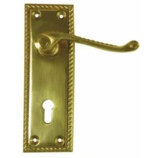 Sichern Polished brass Georgian Lever Lokc Furniture on a traditonal backplate Handmade