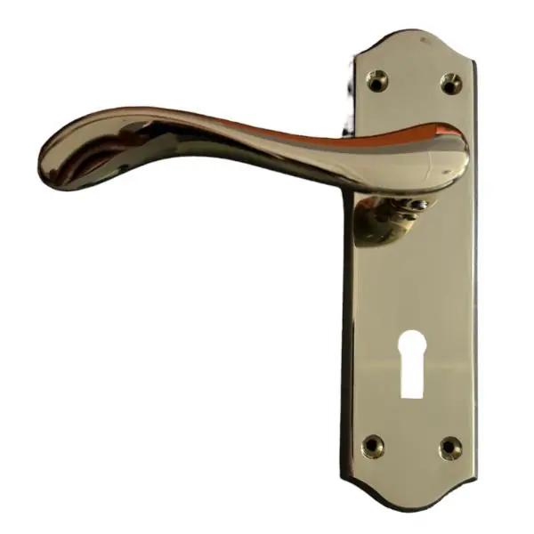 Sichern The Charlotte Lever Lock Handle is a stylish lever on plate handle in a Brass Finish Original