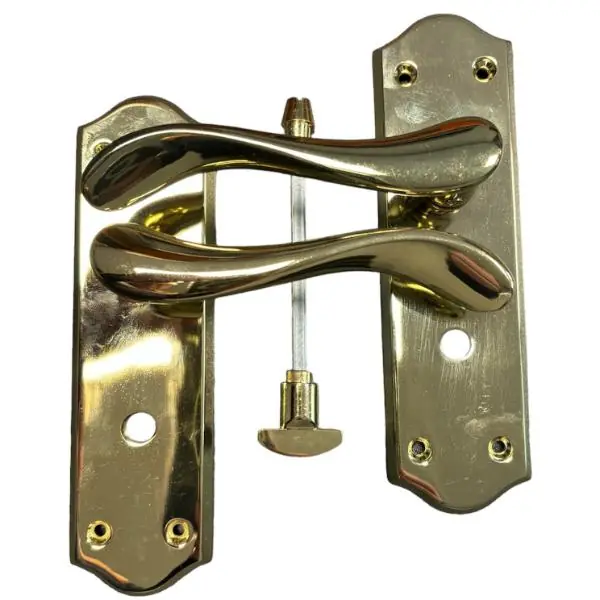 Sichern The Charoltte Bathroom handle is a stylish lever on plate handle in a brass finish Instant Buy