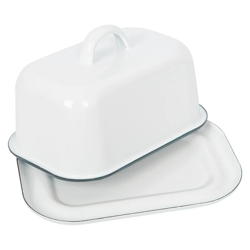 Argon Enamel Bu er Dish White/Green Reduced Price