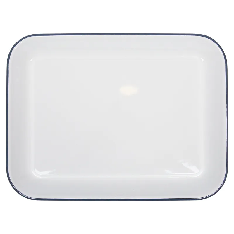 Premium Argon Enamel Baking Tray Rectangle White/Blue