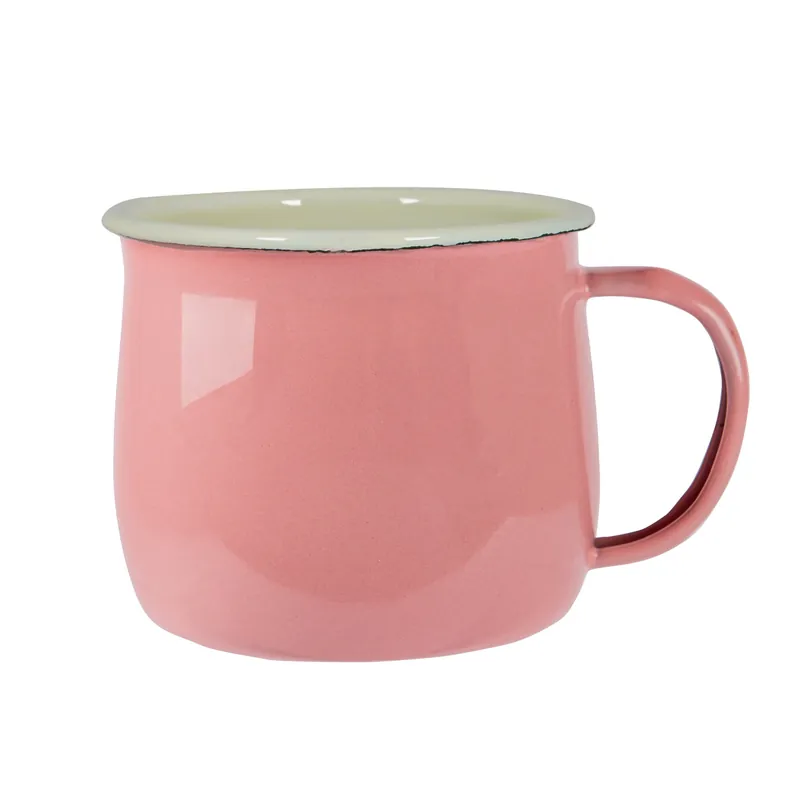 Argon Enamel Belly Mug Pink / Cream 375ml Bulk Order