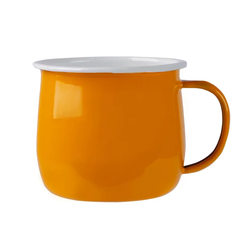 Argon Enamel Belly Mug Yellow / White 375ml Warranty Included