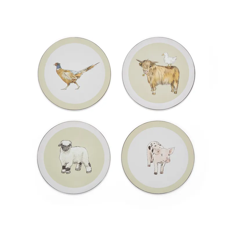 Buttercup Farm Set of 4 Round Coasters Next Day Delivery