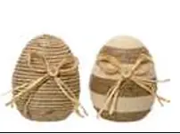 Best Seller Egg Design Raffia Bow Ornament 2 Assorted