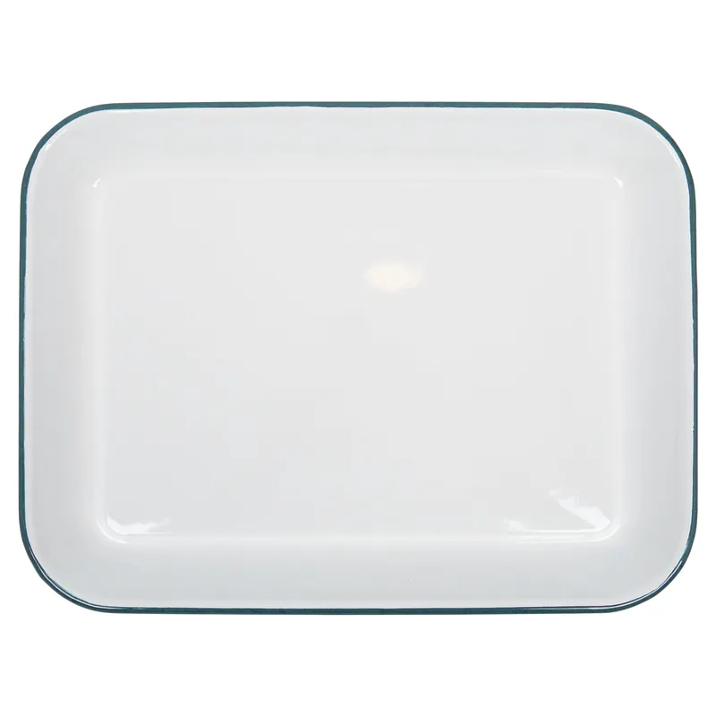 Trending Argon Enamel Baking Tray Rectangle White/Green