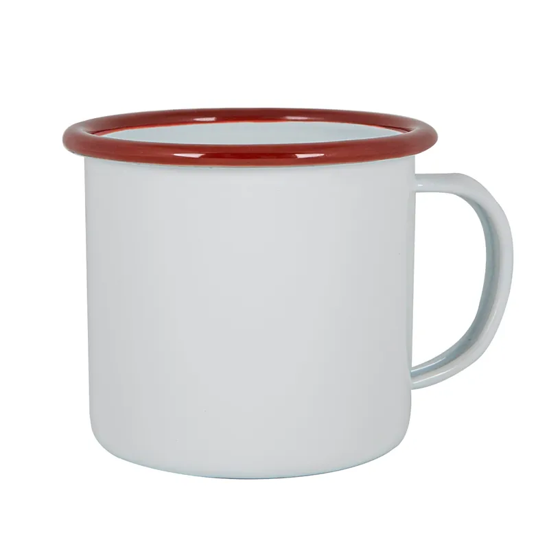 Argon Enamel Mug White / Red 375ml Reduced Price