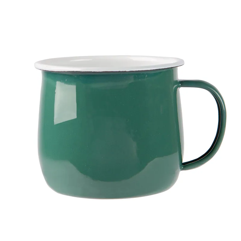 Argon Enamel Belly Mug Green / White 375ml Free Delivery