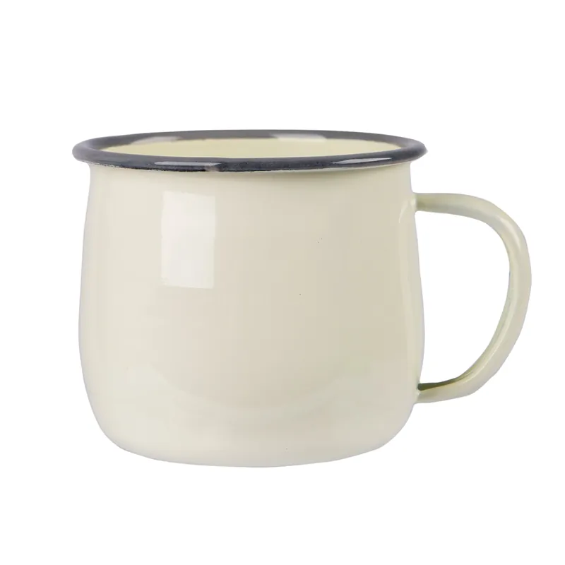 Argon Enamel Belly Mug Cream / Grey 375ml Handmade
