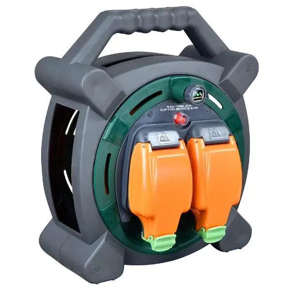 Trusted Brand Double Socket 20M 13 Amp Performance Case Reel + Weatherproof Sockets
