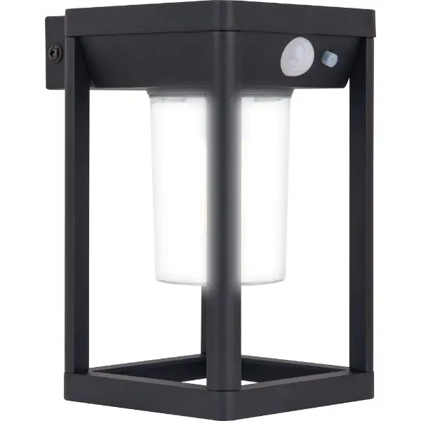 Buy Today Luceco Filament Solar Wall Light Lantern & PIR, IP54 220lm 3000K Black