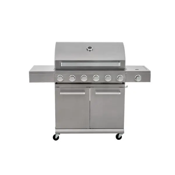 Oscar Pro SS 6 Burner Gas BBQ with Side Burner Budget