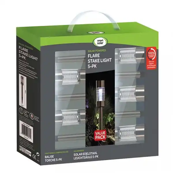 Price Drop SMART GARDEN FLARE STAINLESS STEEL STAKE LIGHT 5PC