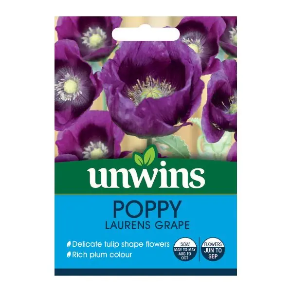 Unwins Seed Packet Poppy Laurens Grape Order Now
