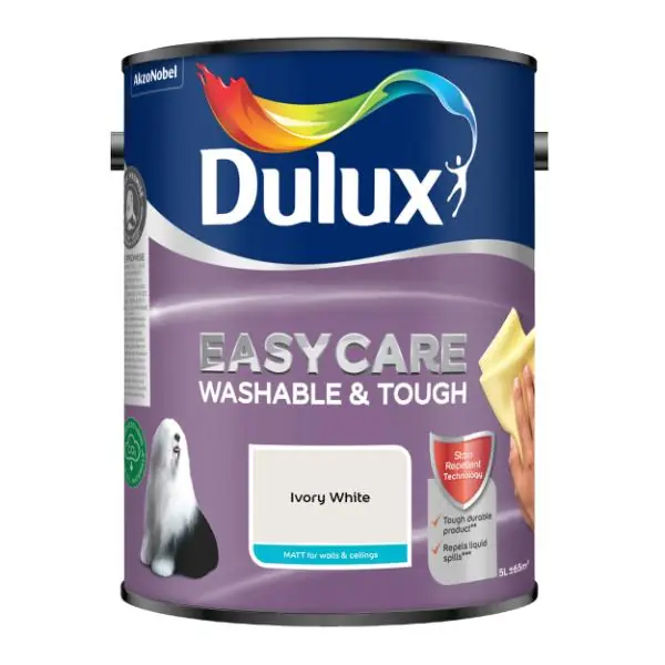 Dulux Easycare Matt Paint 5L - Ivory White While Supplies Last