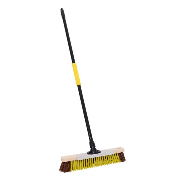 Bulldozer 18" Heavy Duty Broom with Scraper and Handle Genuine