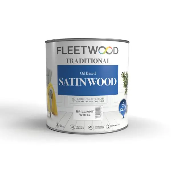 Authentic Fleetwood Oil Based Satinwood Brill/White 1L