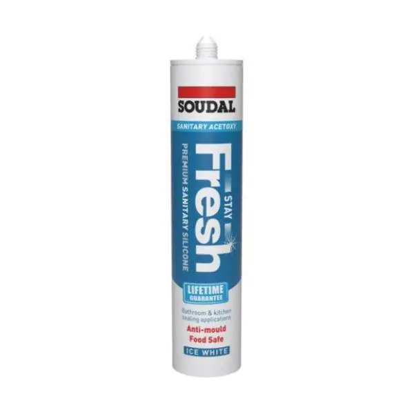 Soudal Stay Fresh Acetoxy Anti-Mould Silicone Sealant (Ice White) 290ml Free Returns