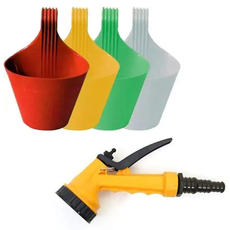 AGT Combo Pack of Colorful Railing Hook Pots and a 5 Pattern Nozzle Spray Gun | Used for Gardening / Decoration Purposes In Demand