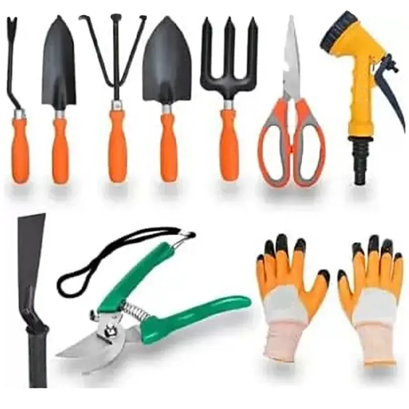 AGT Garden Tools Combo Kit of 5 pc Trowel Set, Scissor, Pruner Shears, 1" Khurpi, Spray Gun and a pair of Gardening Gloves Bulk Order