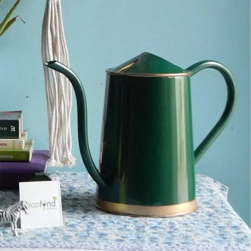 Weekend Sale Ecofynd Metal Watering Can 1.5 Liter Green for Home Gardening
