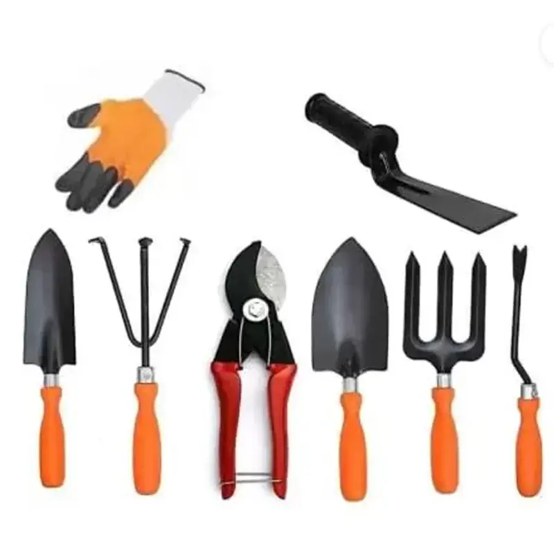 AGT Garden Tools Combo Kit of 5 Tools Trowel Set, a Double-Cut Garden Cutter, a 3inch Khurpi and Gardening Gloves (8 Tools Next Day Delivery