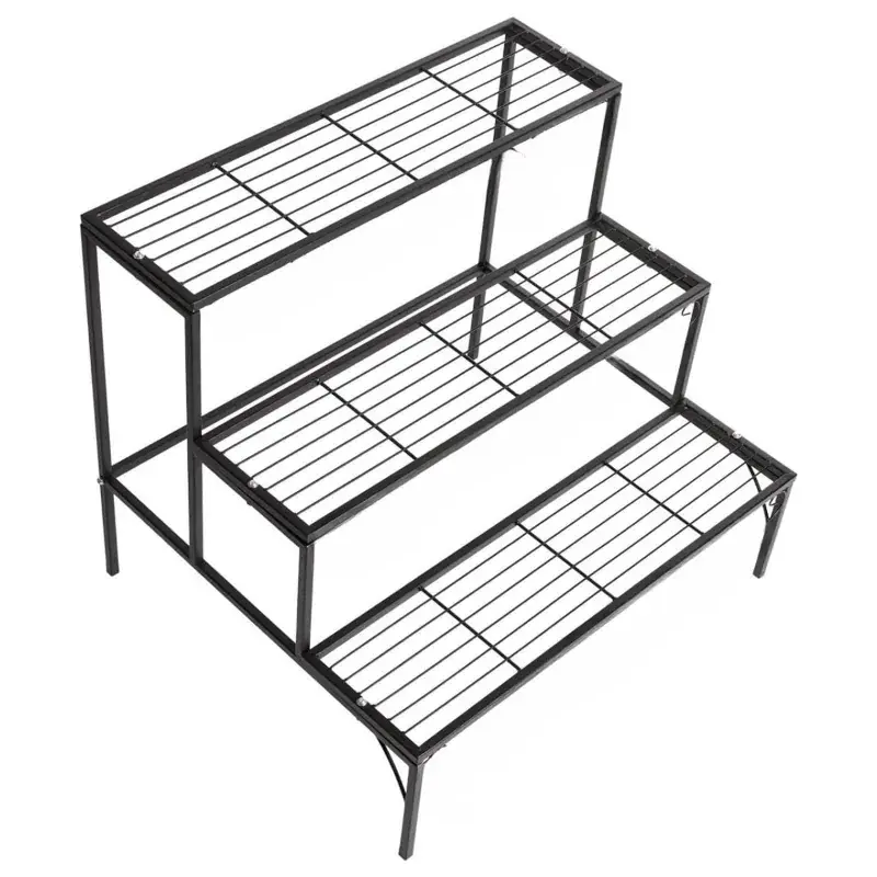 Best Seller Ecofynd 3-Tier Trio Metal Plant Stand | Sleek Black Powder-Coated Iron Stand For Indoor & Outdoor Use