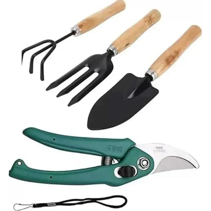 AGT Garden Tools Combo Kit of a Hand Cultivator, Hand Trowel, Garden Fork & a Pruner Shears(4 Tools) 5.0 Handmade