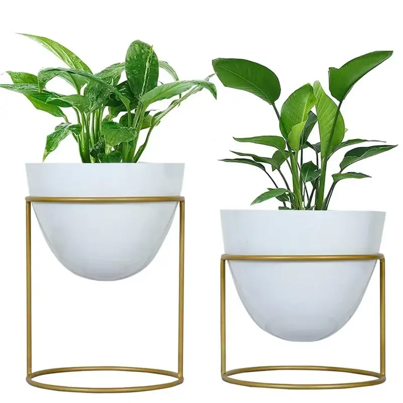 Ecofynd White Decorative Modern Indoor Planter with Stand, Decorative Modern Indoor Planter (Pack of 2) 5.0 Editor’s Pick