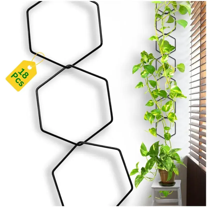 Ecofynd TR024-BLK Hexagon Metal Plant Trellis for Sturdy Outdoor Garden Support(Pack of 18) 5.0 New Release