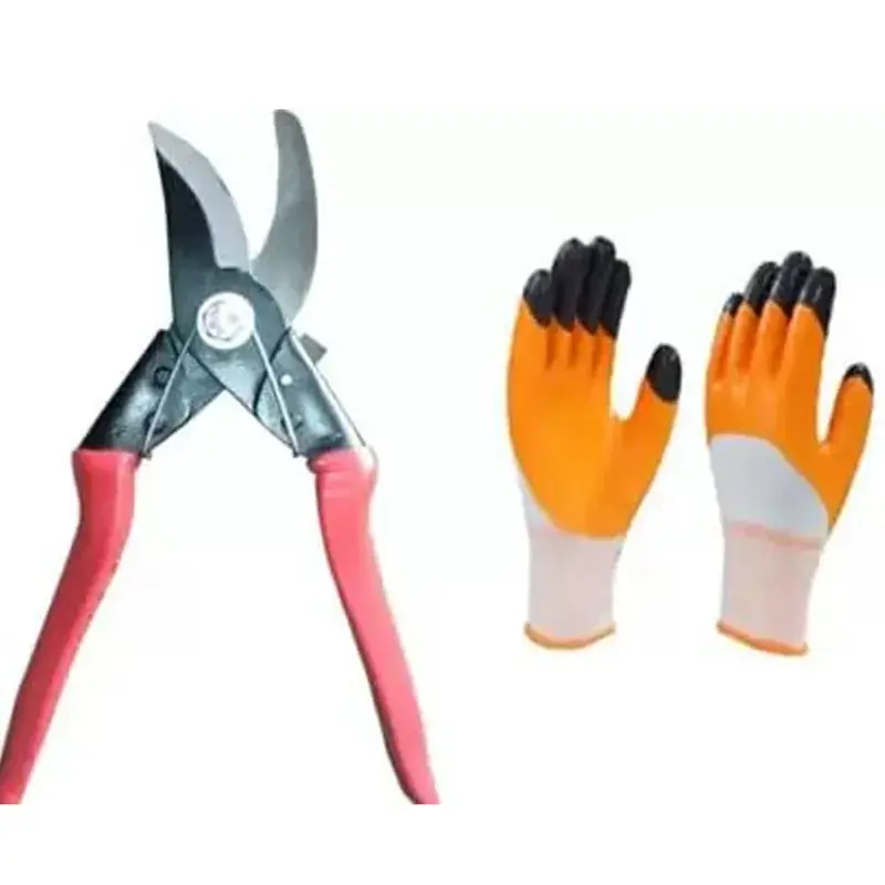 AGT Garden Tools Combo Kit of a German-Style Garden Cutter and a Pair of Gardening Gloves (2 Items) Professional Grade