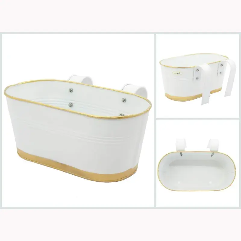 Today Only Hanging Flower Pots for Garden, 12 inch Oval Balcony Railing Planter with Detachable Handle (Pack of 2) 5.0