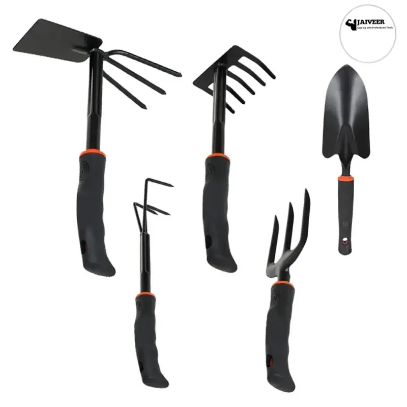 Big Sale Jaiveer Garden Tools Combo of Rake-Hoe, Trowel, Cultivator, Fork and Leaf Rake | 5 Tools