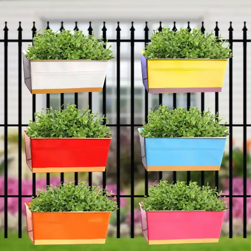 Ecofynd 16 inches Colorful Apollo Railing Planters | Hanging Pots for Balcony(EC18025-106-M06) Buy Today