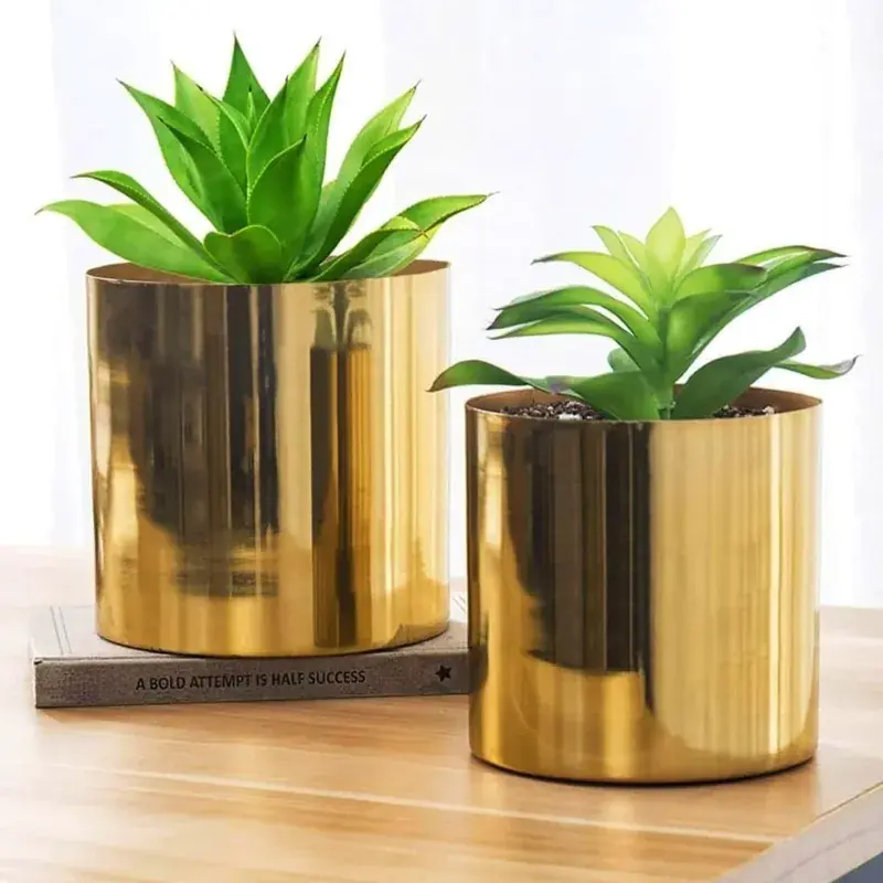 Save Now Emma Mid Century Metal Plant Pot Set, Indoor Planter with Metal Stand, Plant Container Set (Pack of 2) 5.0