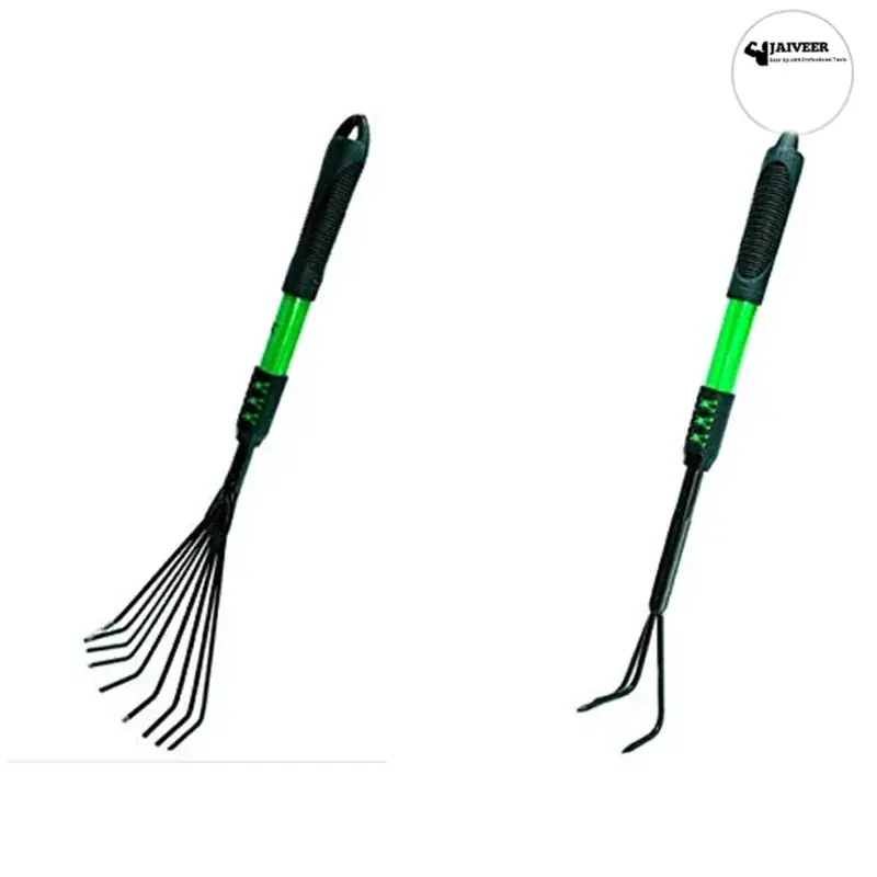 Jaiveer Garden Tools Set of a Garden Fan Rake and a Garden Hand Cultivator (2 Tools) | Used for Small-Scale Gardening Save Now