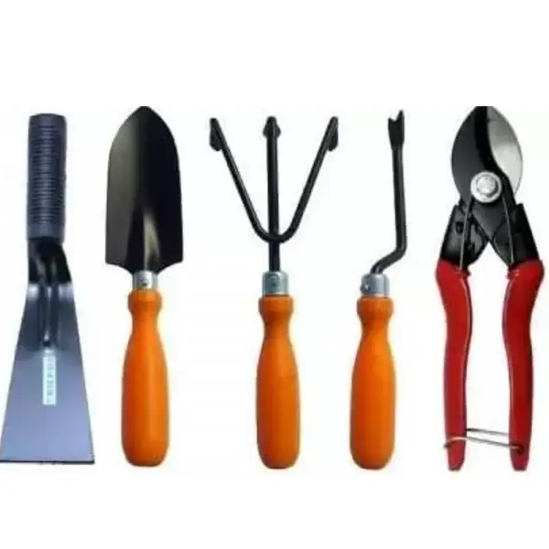 Trusted Brand AGT Garden Tools Combo Kit of a Hand Cultivator, Hand Trowel, a Hand Weeder, a Double-Cut Garden Cutter and a 2 inch Khurpi
