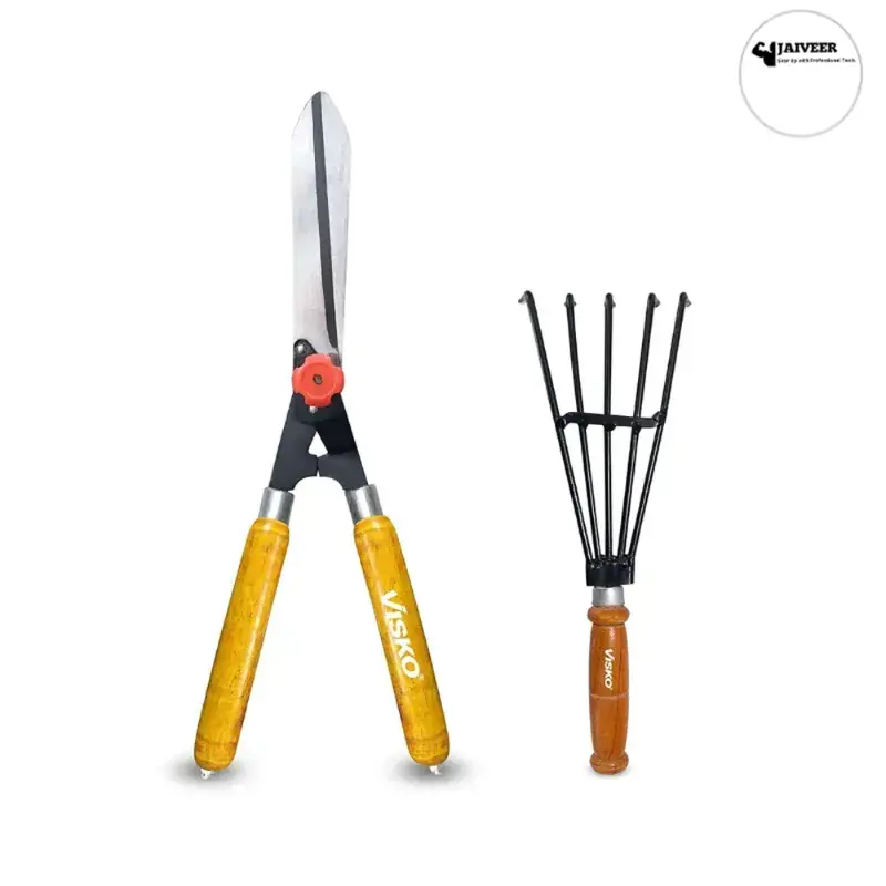 Top Pick Jaiveer Garden Tools Set of a Hedge Shear and a Multi Tine Hand Cultivator | Used for Small-Scale Gardening